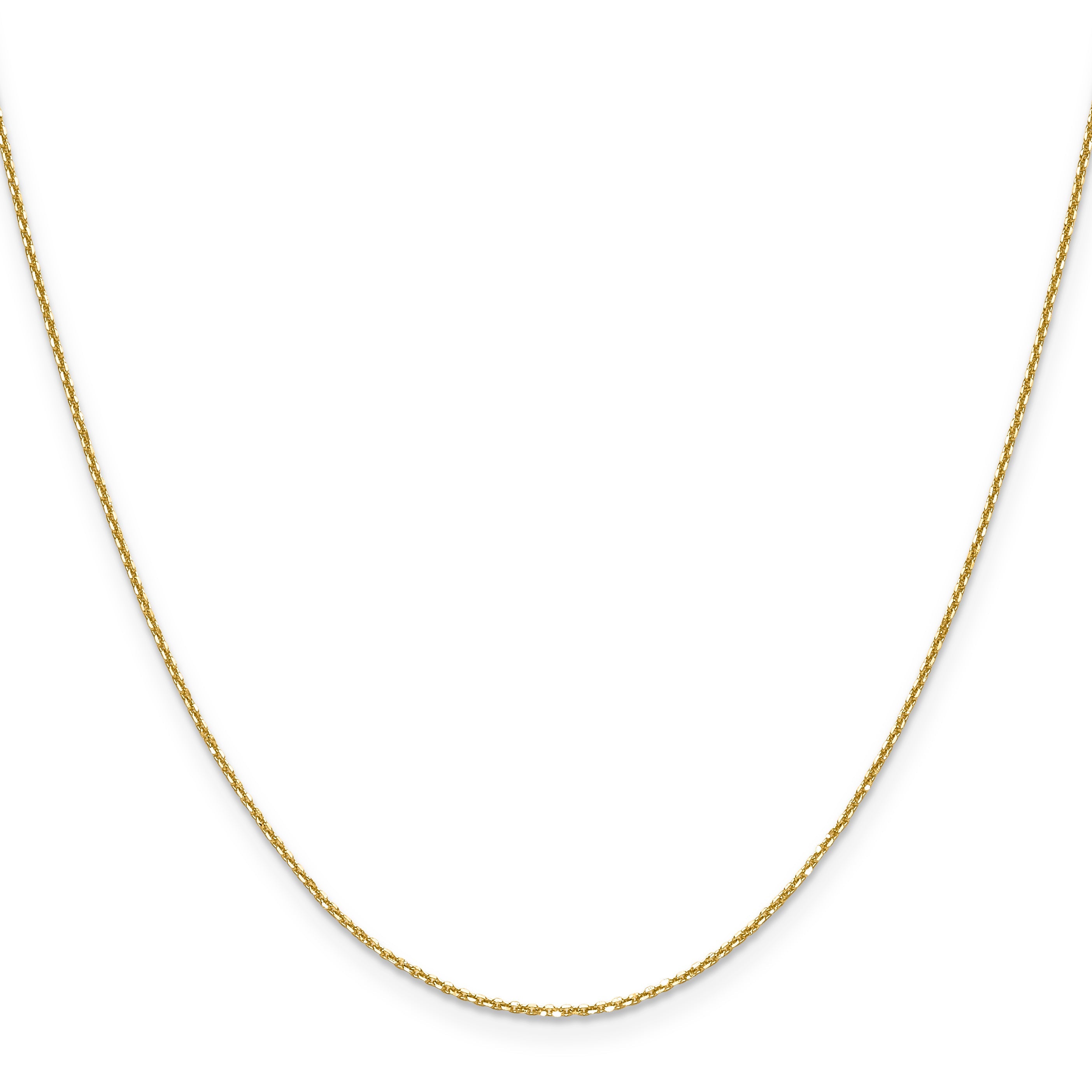 2 Inch 14K Yellow Gold 1.1mm D/C Round Cable Chain Necklace