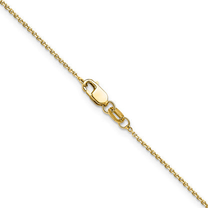 2 Inch 14K Yellow Gold 1.1mm D/C Round Cable Chain Necklace