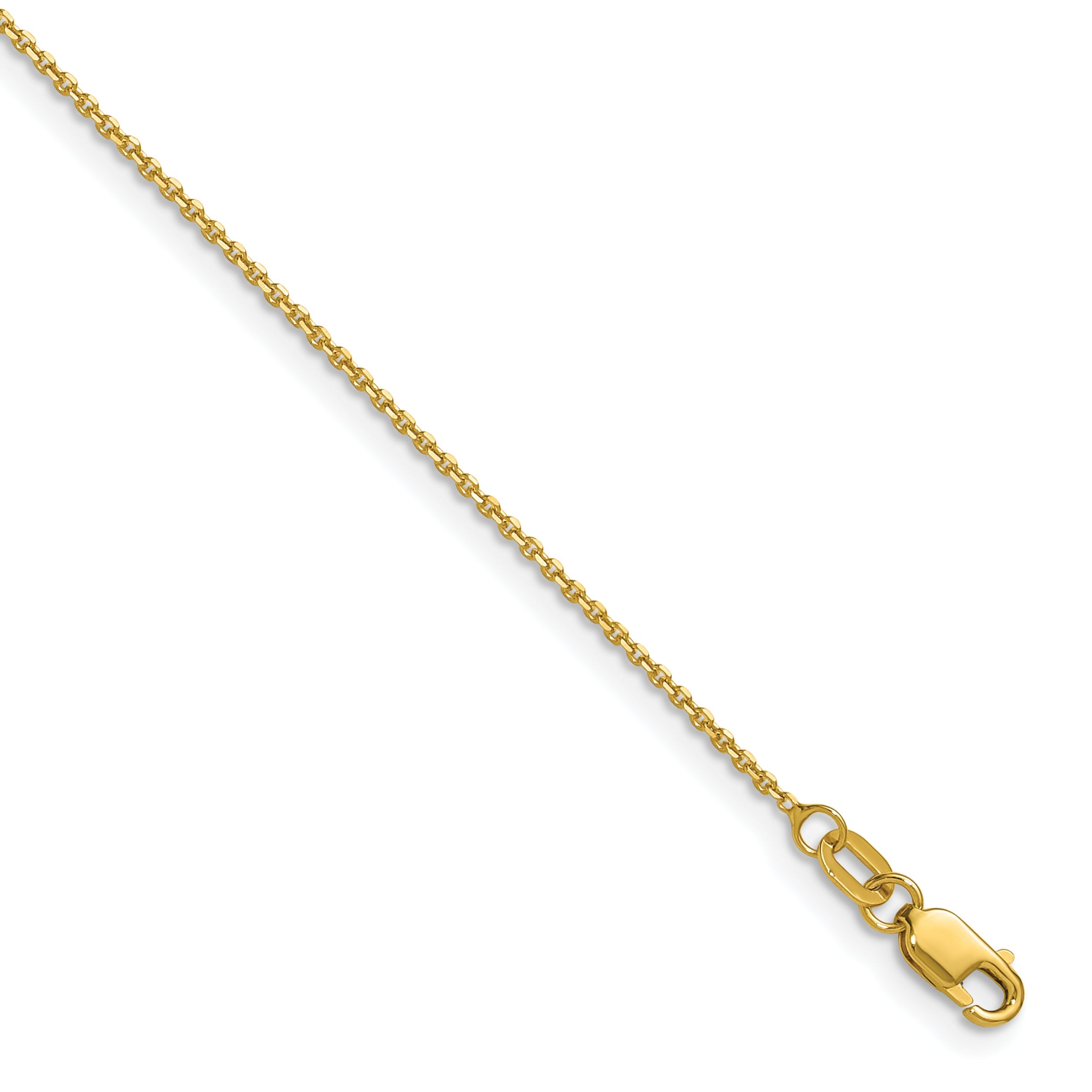 16 Inch 14K Yellow Gold 1.1mm D/C Round Cable Chain Necklace