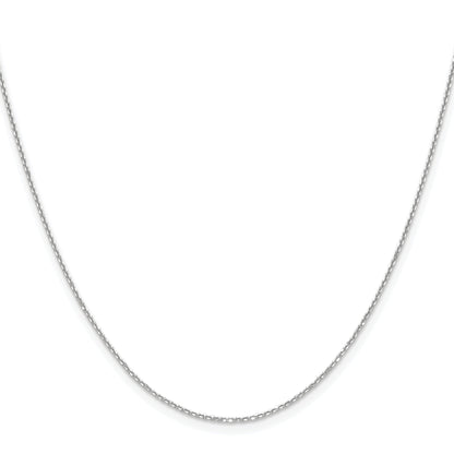 2 Inch 14K White Gold 1.1mm D/C Round Cable Chain Necklace