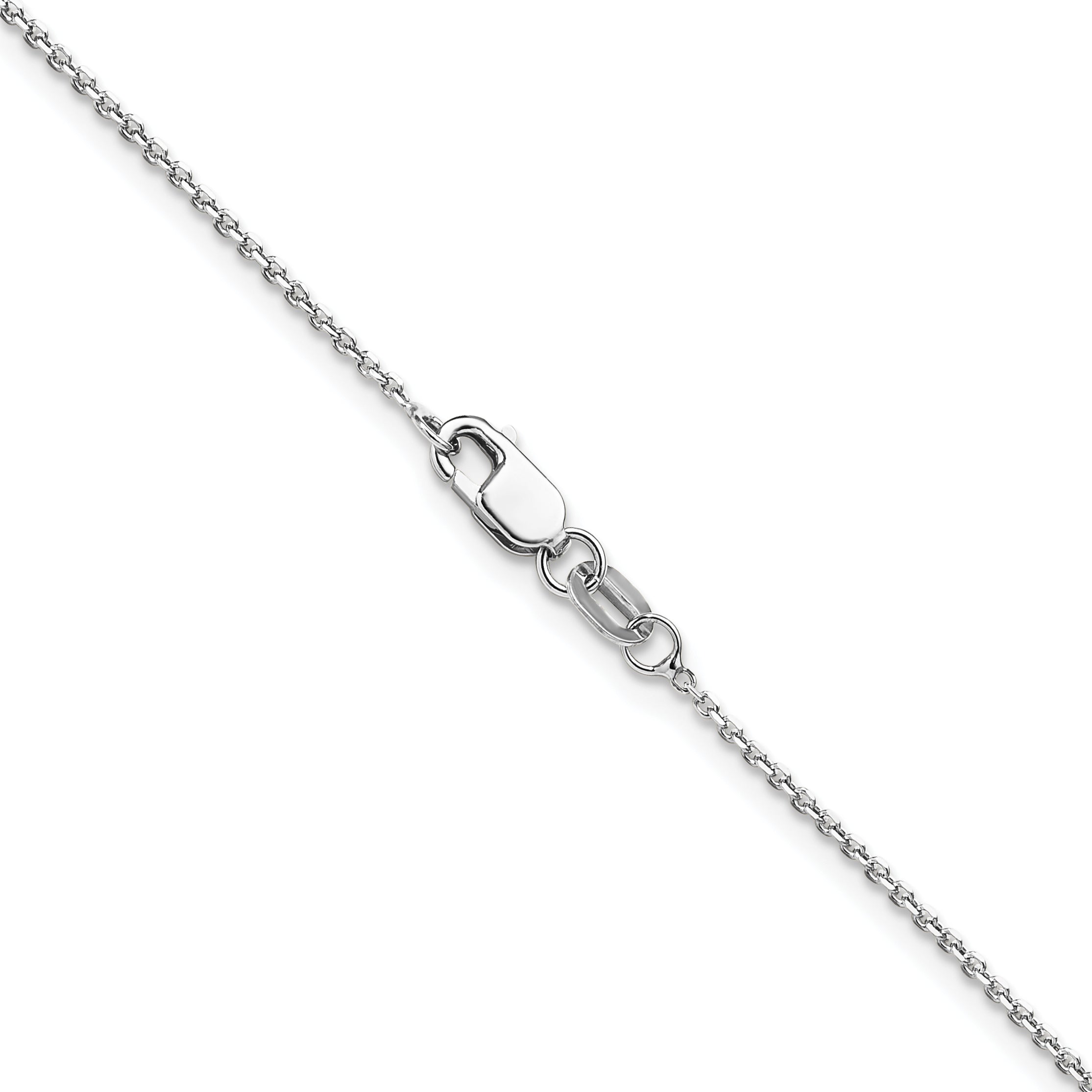2 Inch 14K White Gold 1.1mm D/C Round Cable Chain Necklace
