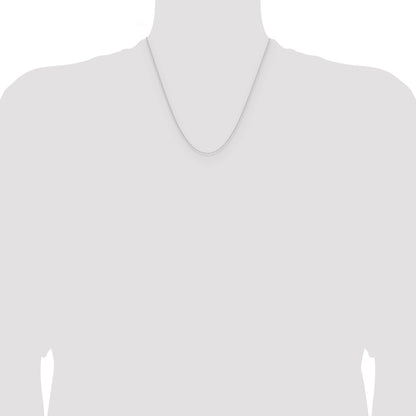 2 Inch 14K White Gold 1.1mm D/C Round Cable Chain Necklace