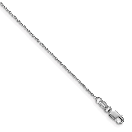 16 Inch 14K White Gold 1.1mm D/C Round Cable Chain Necklace