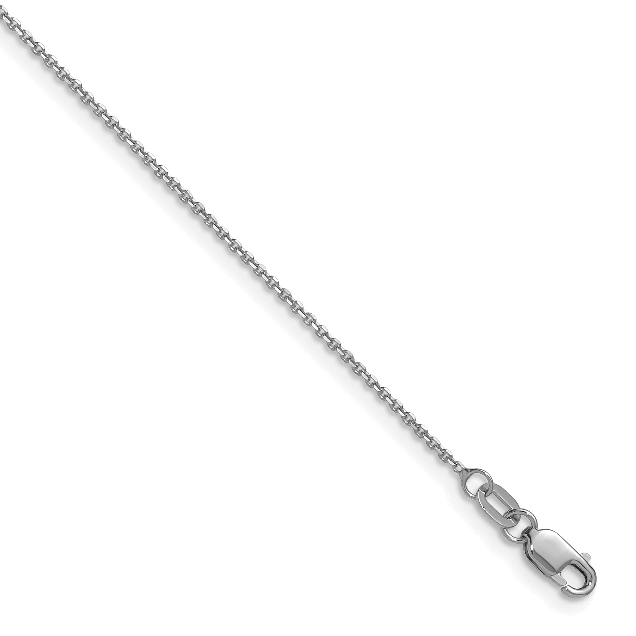 18 Inch 14K White Gold 1.1mm D/C Round Cable Chain Necklace