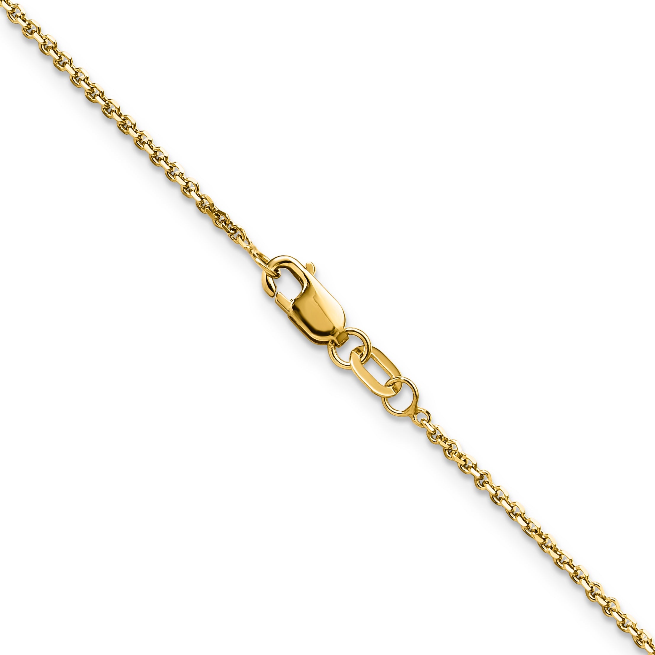 2 Inch 14K Yellow Gold 1.25mm D/C Round Cable Chain Necklace