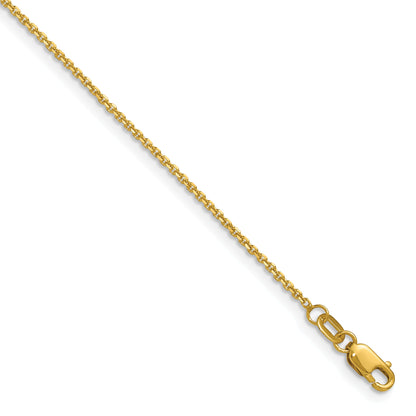 2 Inch 14K Yellow Gold 1.25mm D/C Round Cable Chain Necklace