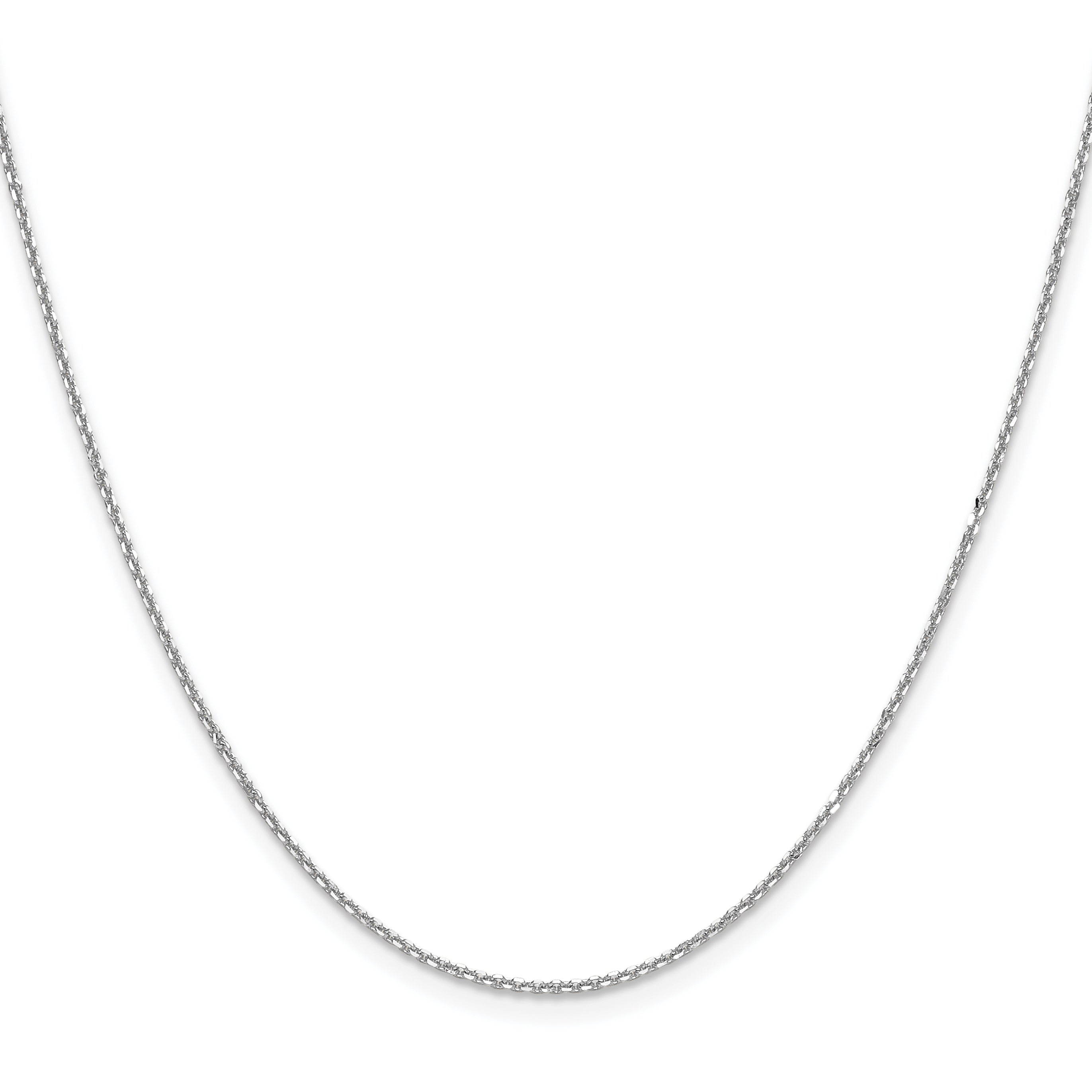 18 Inch 14K White Gold 1.25mm D/C Round Cable Chain Necklace