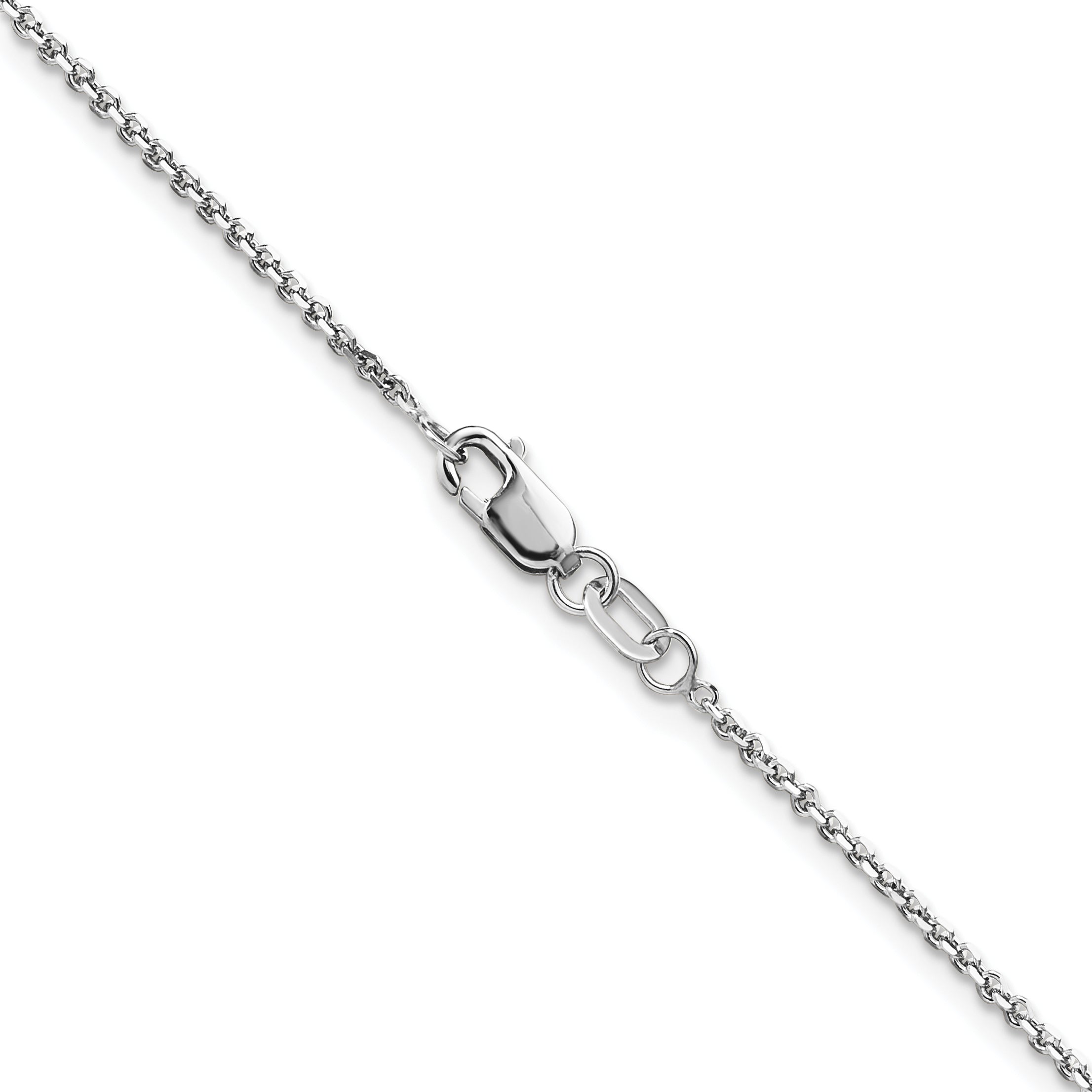 18 Inch 14K White Gold 1.25mm D/C Round Cable Chain Necklace