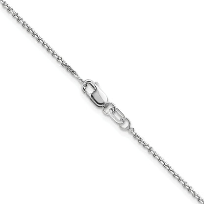 18 Inch 14K White Gold 1.25mm D/C Round Cable Chain Necklace