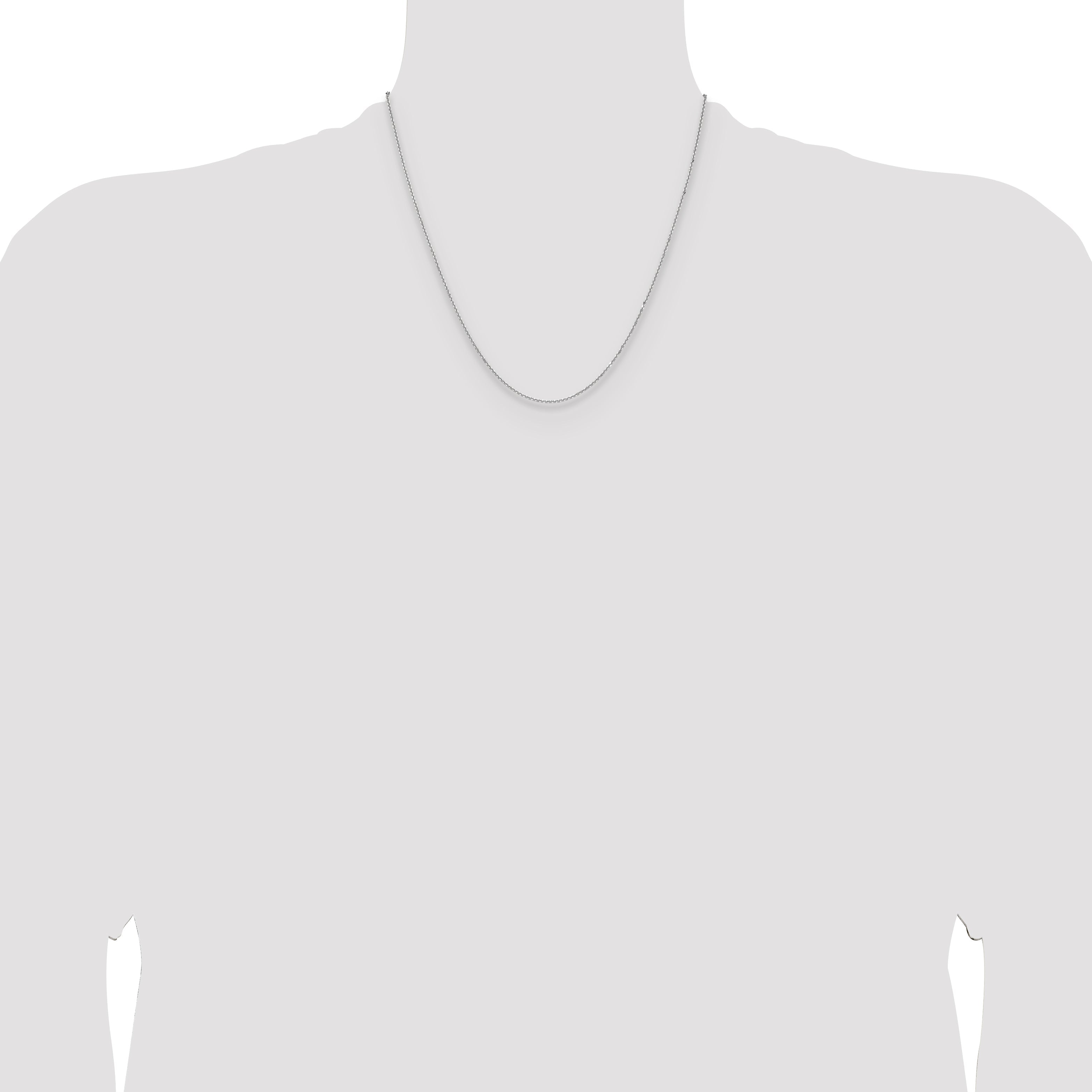 2 Inch 14K White Gold 1.25mm D/C Round Cable Chain Necklace