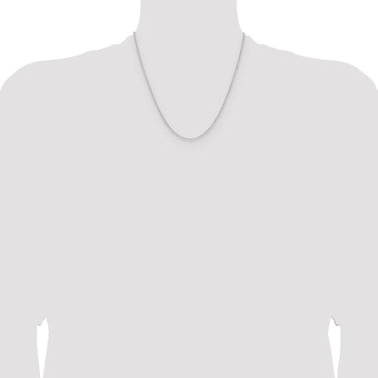 2 Inch 14K White Gold 1.25mm D/C Round Cable Chain Necklace