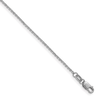 2 Inch 14K White Gold 1.25mm D/C Round Cable Chain Necklace