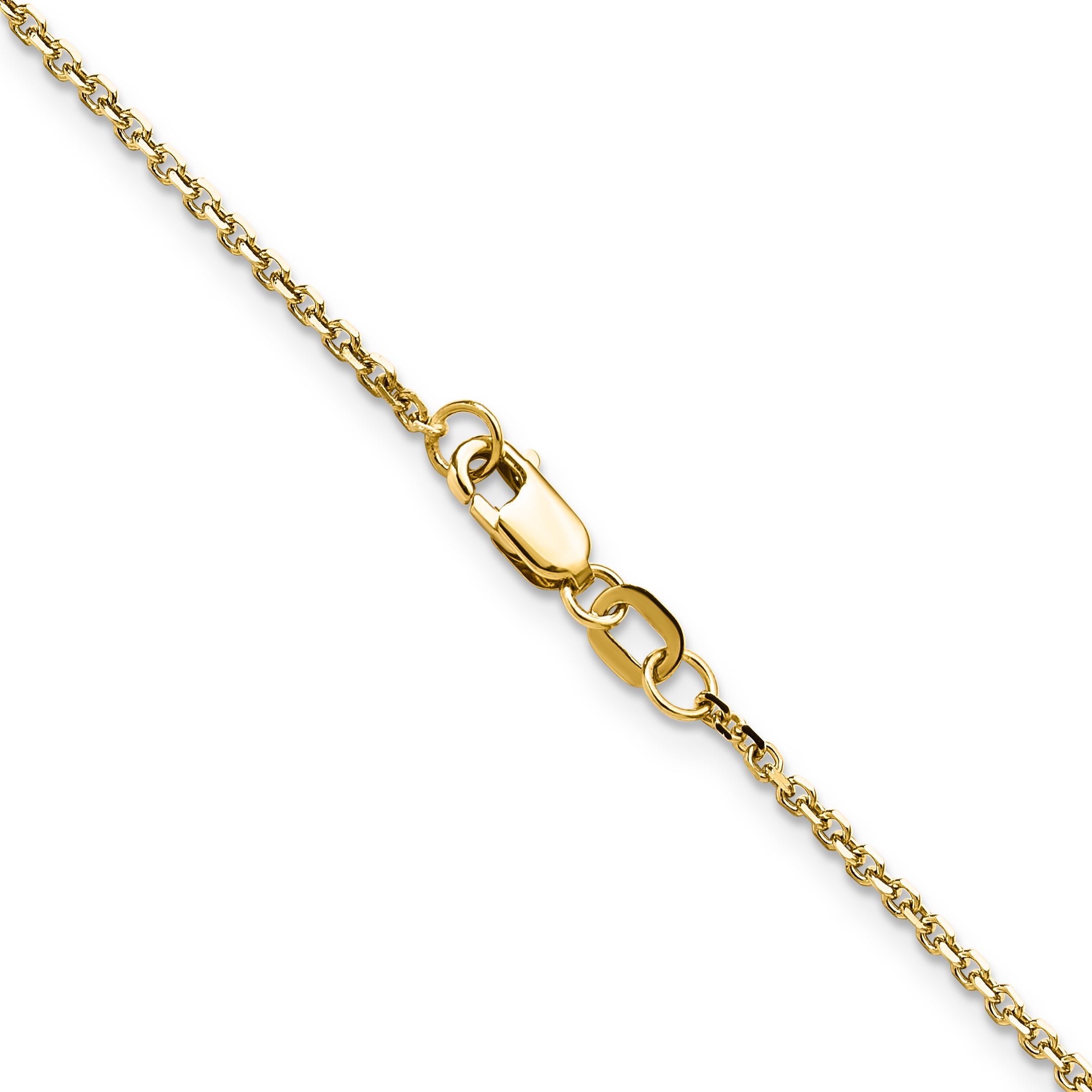 18 Inch 14K Yellow Gold 1.45mm D/C Round Cable Chain Necklace