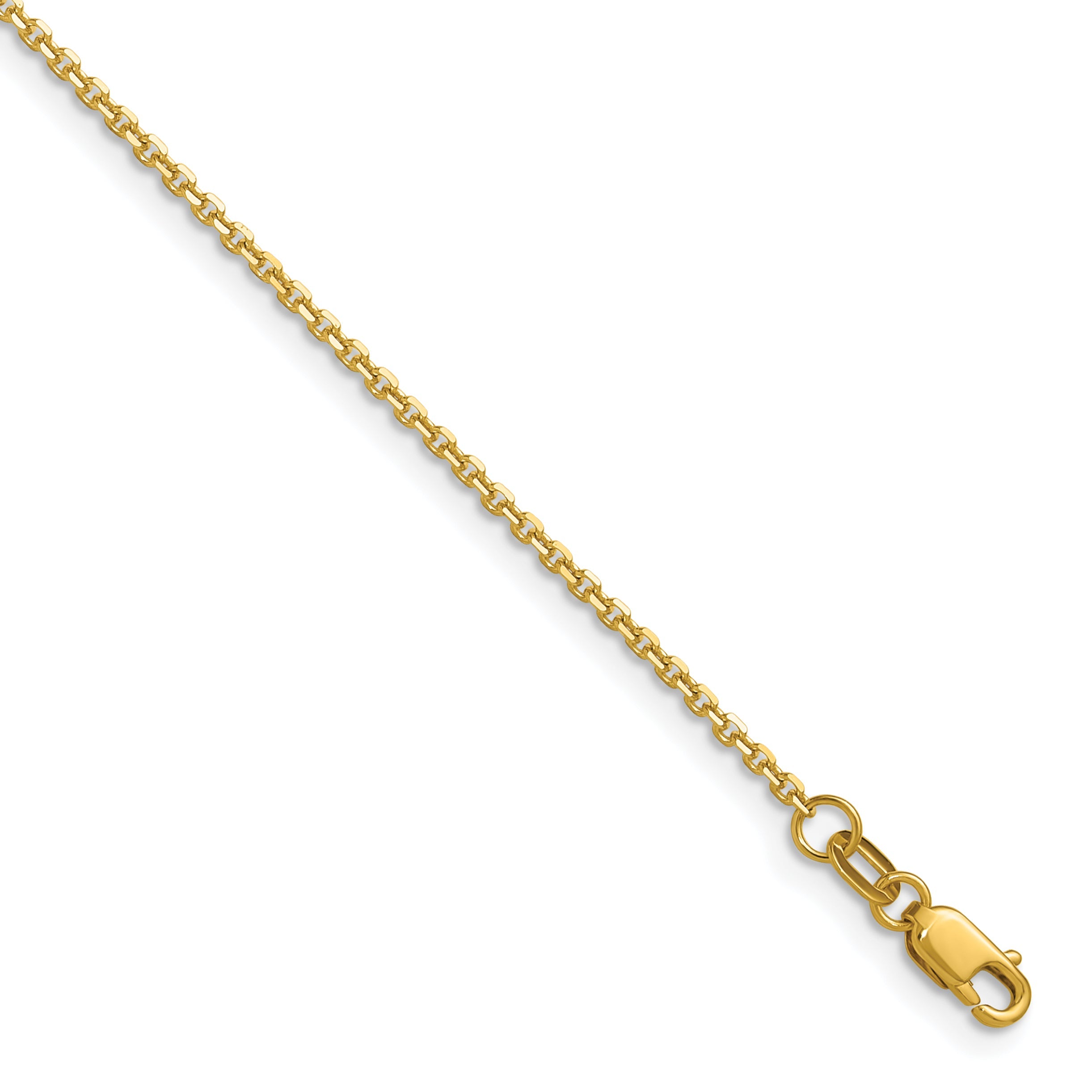 16 Inch 14K Yellow Gold 1.45mm D/C Round Cable Chain Necklace
