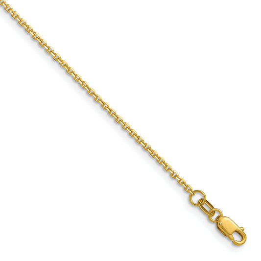 16 Inch 14K Yellow Gold 1.45mm D/C Round Cable Chain Necklace