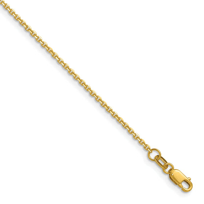 18 Inch 14K Yellow Gold 1.45mm D/C Round Cable Chain Necklace
