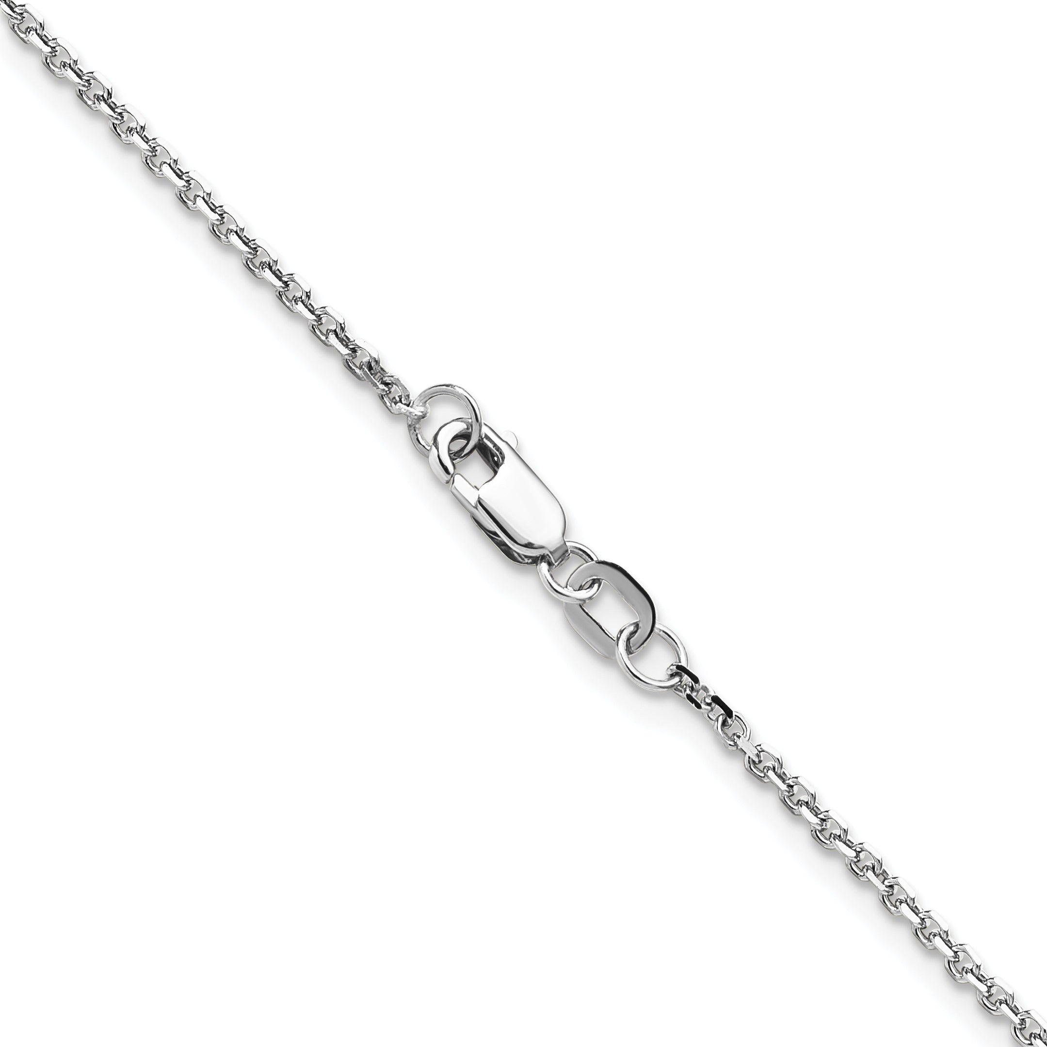 16 Inch 14K White Gold 1.45mm D/C Round Cable Chain Necklace