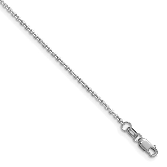 2 Inch 14K White Gold 1.45mm D/C Round Cable Chain Necklace