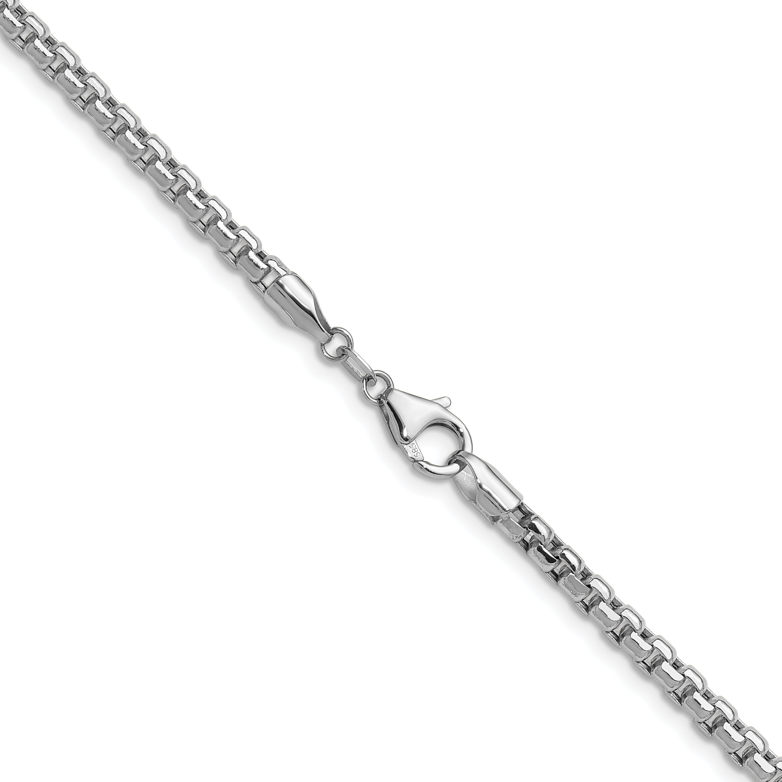 18 Inch 14K White Gold Wg 2.2mm Solid Beveled D/C Paperclip Chain Necklace