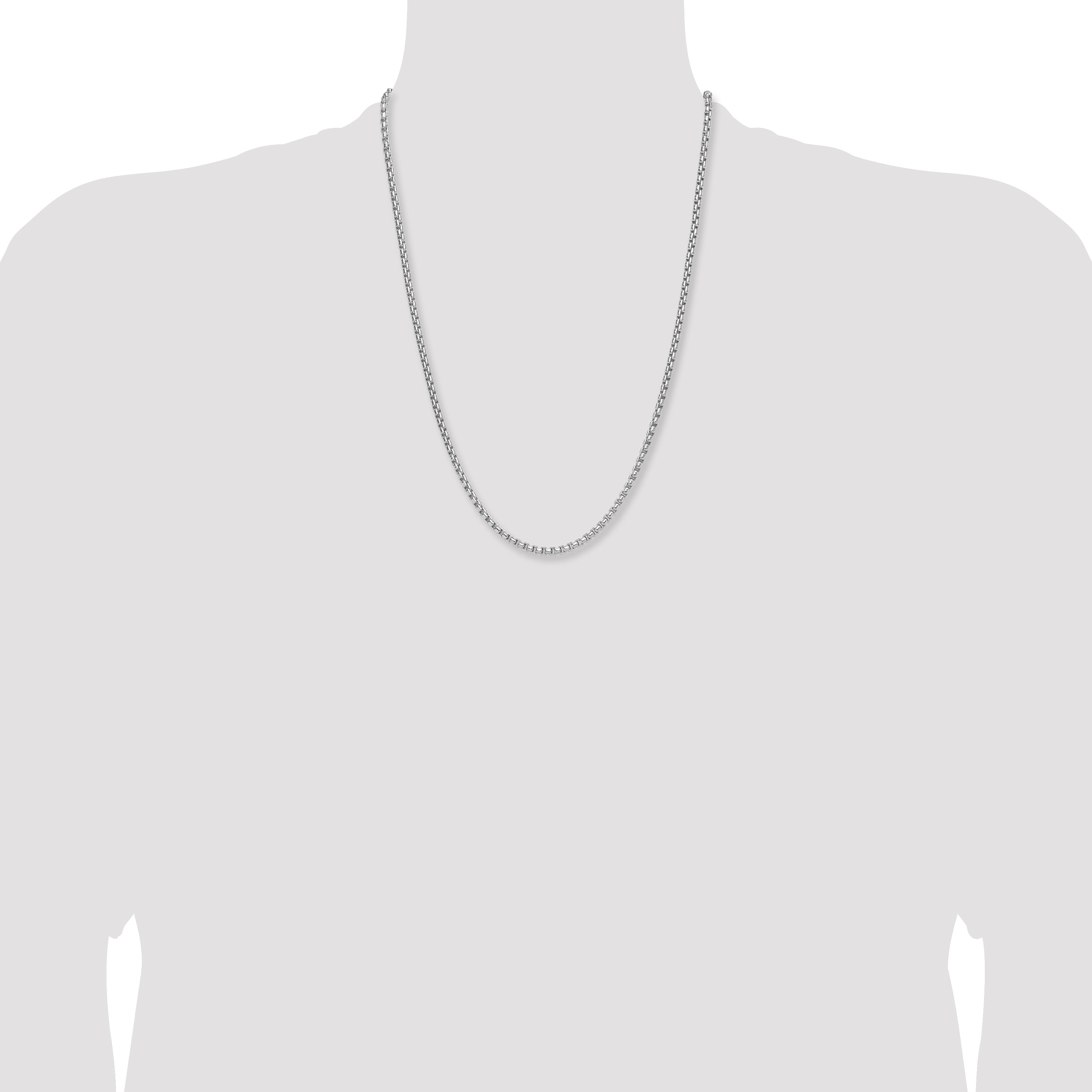 24 Inch 14K White Gold Wg 2.2mm Solid Beveled D/C Paperclip Chain Necklace