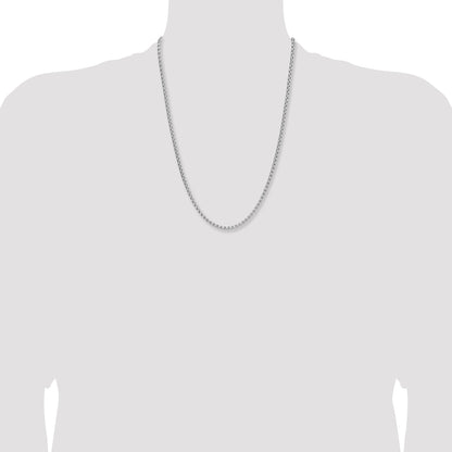 24 Inch 14K White Gold Wg 2.2mm Solid Beveled D/C Paperclip Chain Necklace