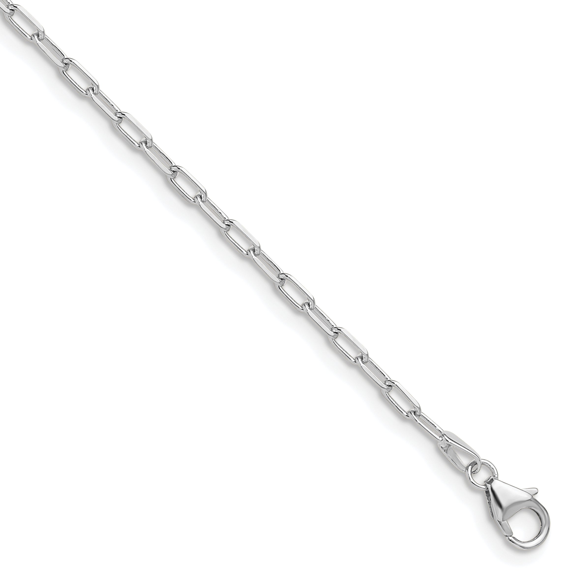 7 Inch 14K White Gold Wg 2.2mm Solid Beveled D/C Paperclip Chain Bracelet