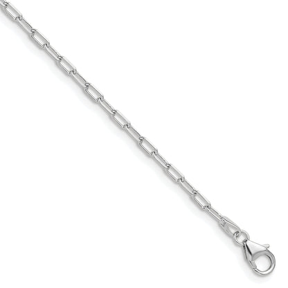 7 Inch 14K White Gold Wg 2.2mm Solid Beveled D/C Paperclip Chain Bracelet