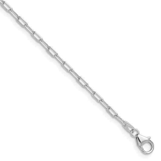 7 Inch 14K White Gold Wg 2.2mm Solid Beveled D/C Paperclip Chain Bracelet