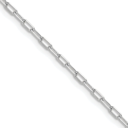 2 Inch 14K White Gold Wg 2.2mm Solid Beveled D/C Paperclip Chain Necklace