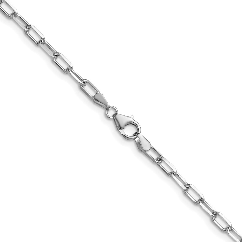 24 Inch 14K White Gold Wg 3.0mm Solid Beveled D/C Paperclip Chain Necklace