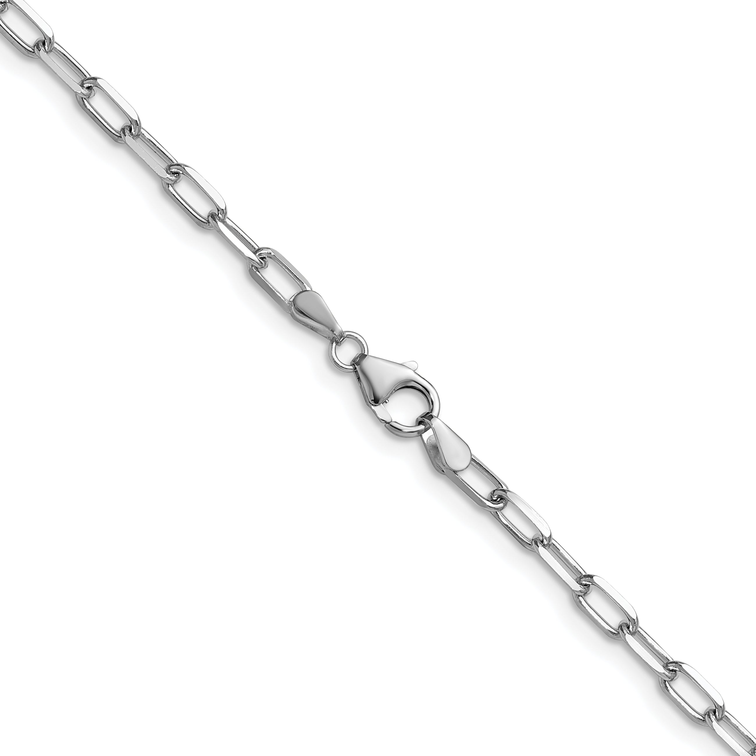 2 Inch 14K White Gold Wg 3.0mm Solid Beveled D/C Paperclip Chain Necklace