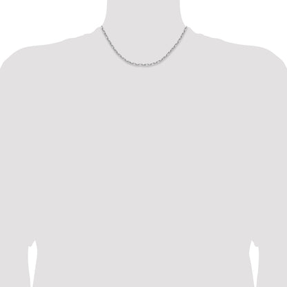 16 Inch 14K White Gold Wg 3.0mm Solid Beveled D/C Paperclip Chain Necklace