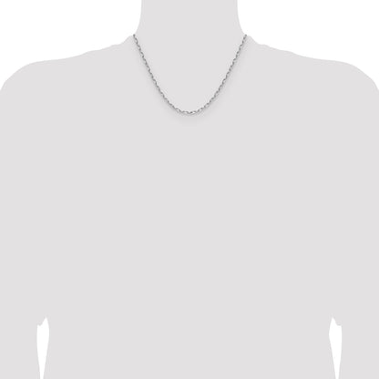 18 Inch 14K White Gold Wg 3.0mm Solid Beveled D/C Paperclip Chain Necklace