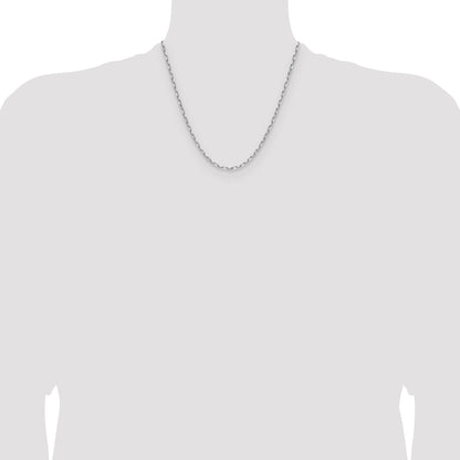 2 Inch 14K White Gold Wg 3.0mm Solid Beveled D/C Paperclip Chain Necklace