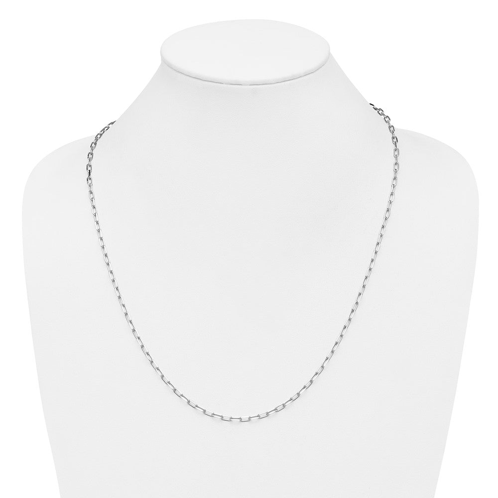 24 Inch 14K White Gold Wg 3.0mm Solid Beveled D/C Paperclip Chain Necklace