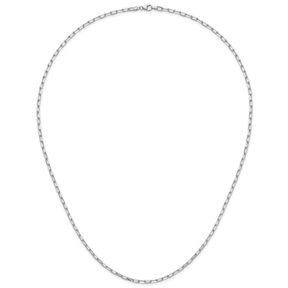 24 Inch 14K White Gold Wg 3.0mm Solid Beveled D/C Paperclip Chain Necklace
