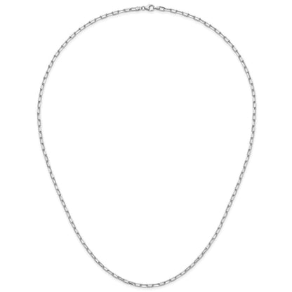24 Inch 14K White Gold Wg 3.0mm Solid Beveled D/C Paperclip Chain Necklace