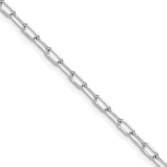 18 Inch 14K White Gold Wg 3.0mm Solid Beveled D/C Paperclip Chain Necklace