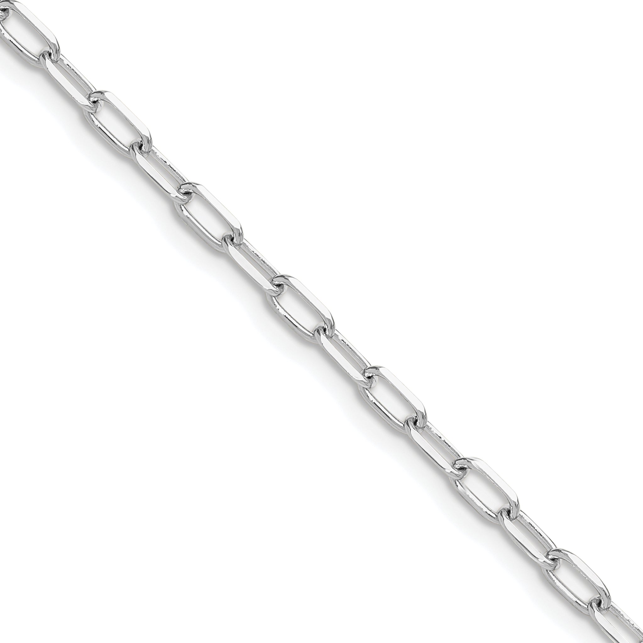 2 Inch 14K White Gold Wg 3.0mm Solid Beveled D/C Paperclip Chain Necklace