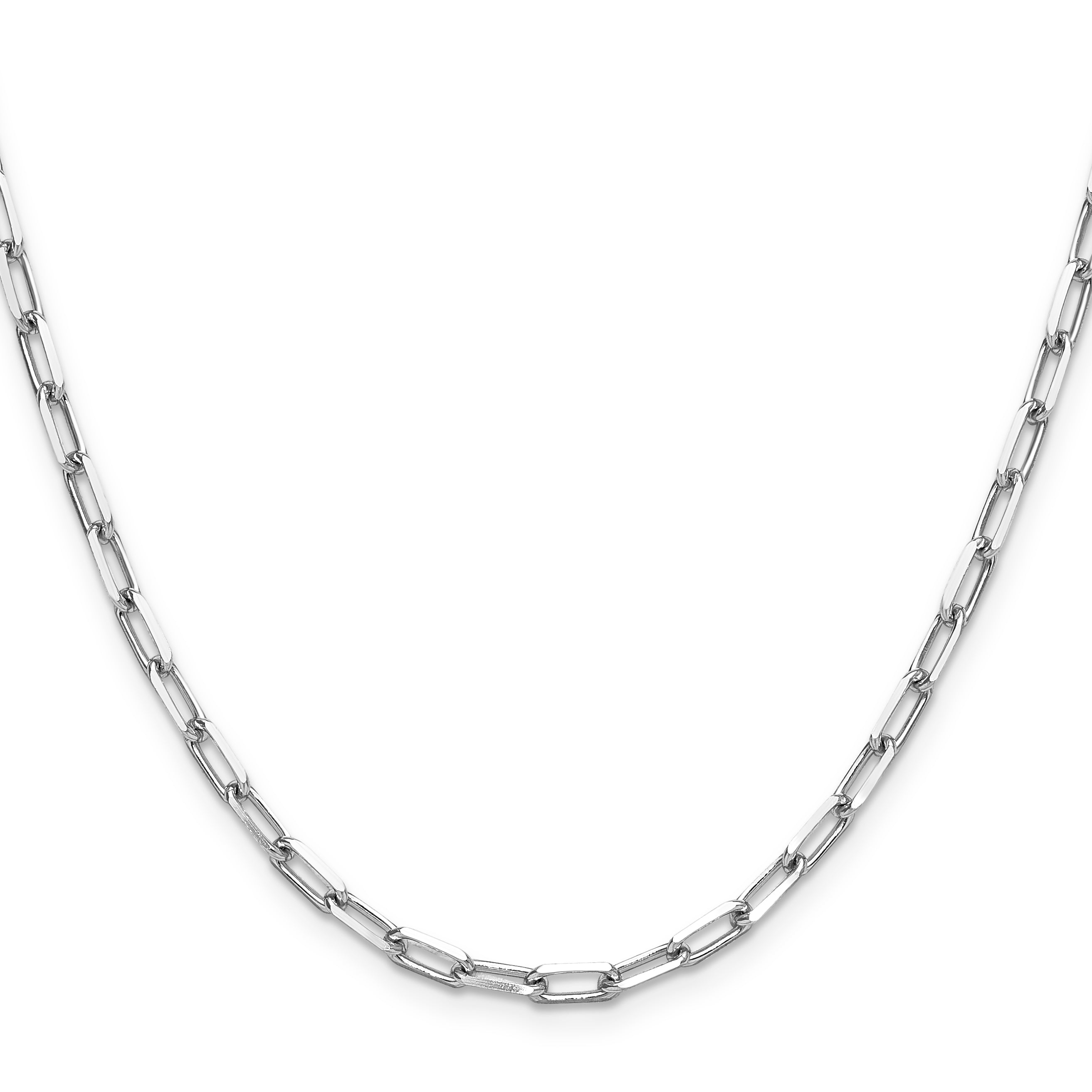18 Inch 14K White Gold Wg 3.5mm Solid Beveled D/C Paperclip Chain Necklace