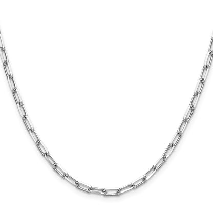 24 Inch 14K White Gold Wg 3.5mm Solid Beveled D/C Paperclip Chain Necklace