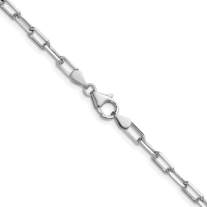 16 Inch 14K White Gold Wg 3.5mm Solid Beveled D/C Paperclip Chain Necklace
