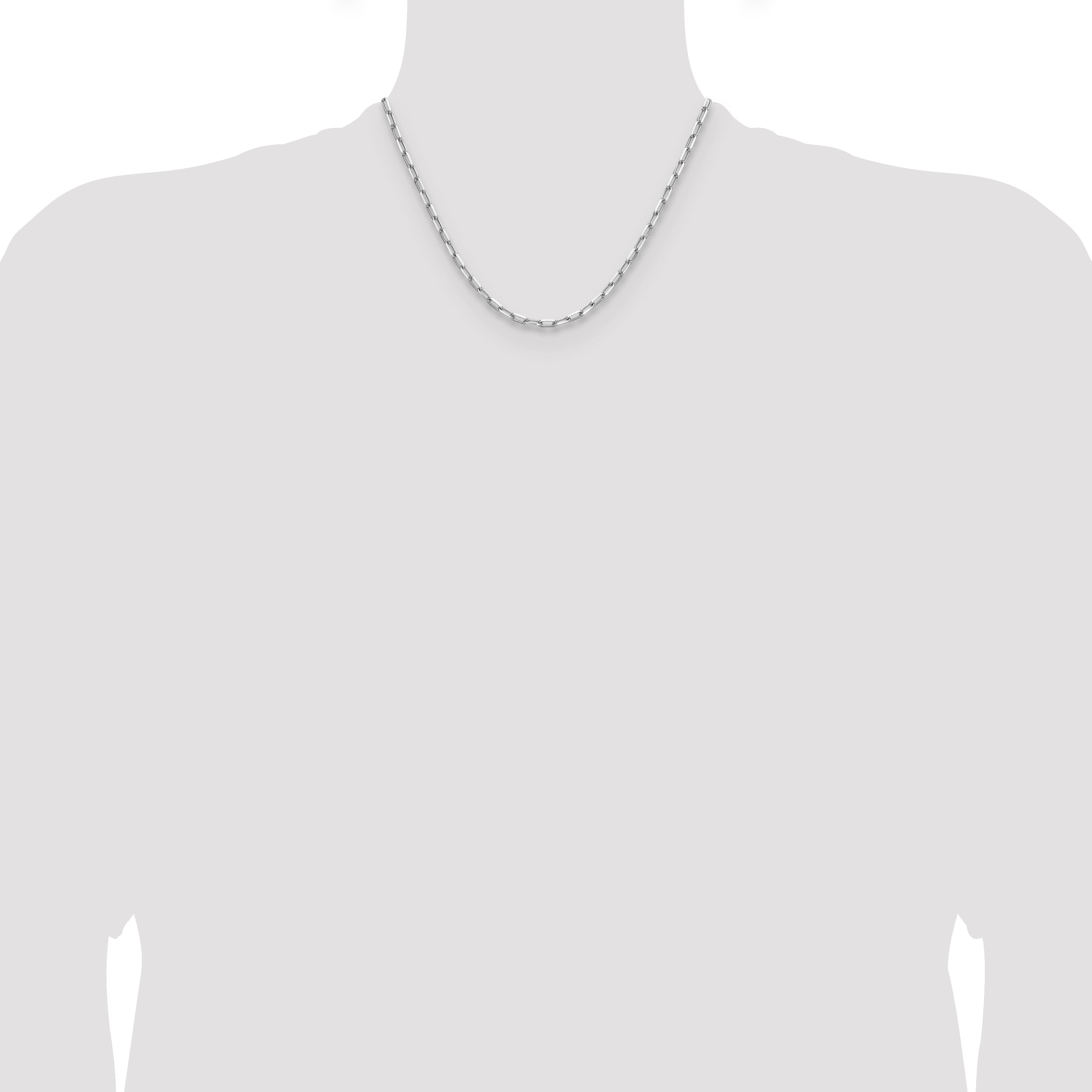 18 Inch 14K White Gold Wg 3.5mm Solid Beveled D/C Paperclip Chain Necklace