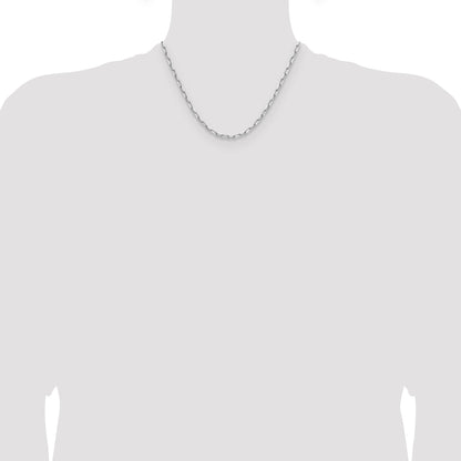 18 Inch 14K White Gold Wg 3.5mm Solid Beveled D/C Paperclip Chain Necklace