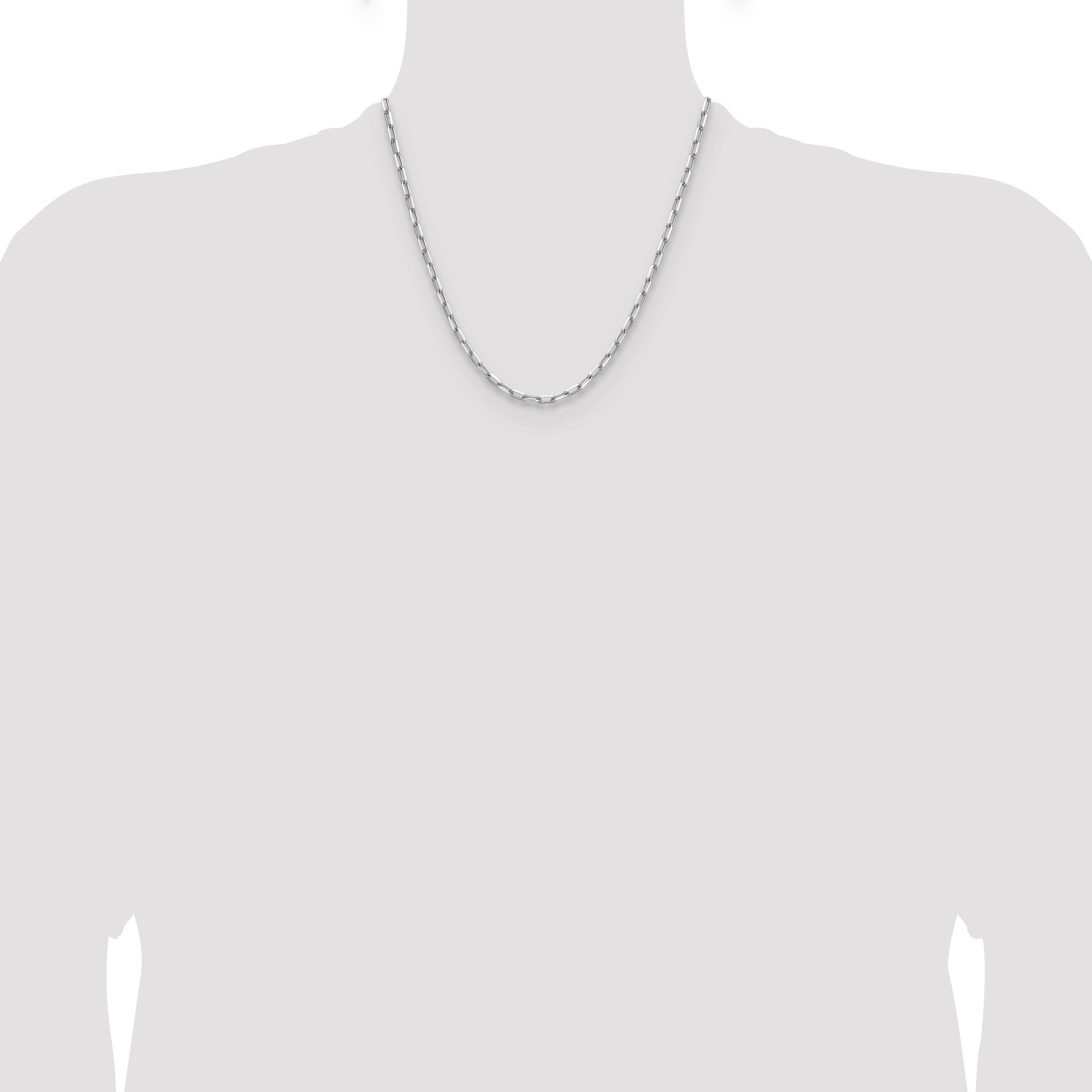 2 Inch 14K White Gold Wg 3.5mm Solid Beveled D/C Paperclip Chain Necklace
