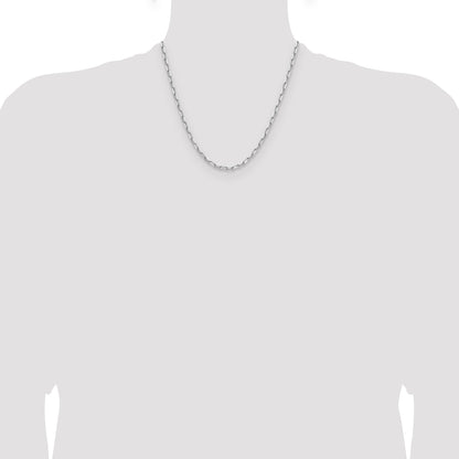 2 Inch 14K White Gold Wg 3.5mm Solid Beveled D/C Paperclip Chain Necklace
