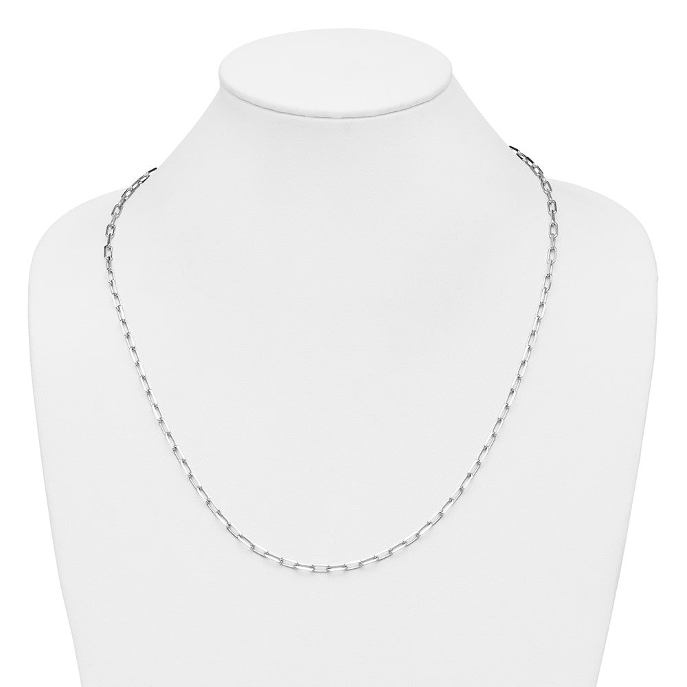 24 Inch 14K White Gold Wg 3.5mm Solid Beveled D/C Paperclip Chain Necklace