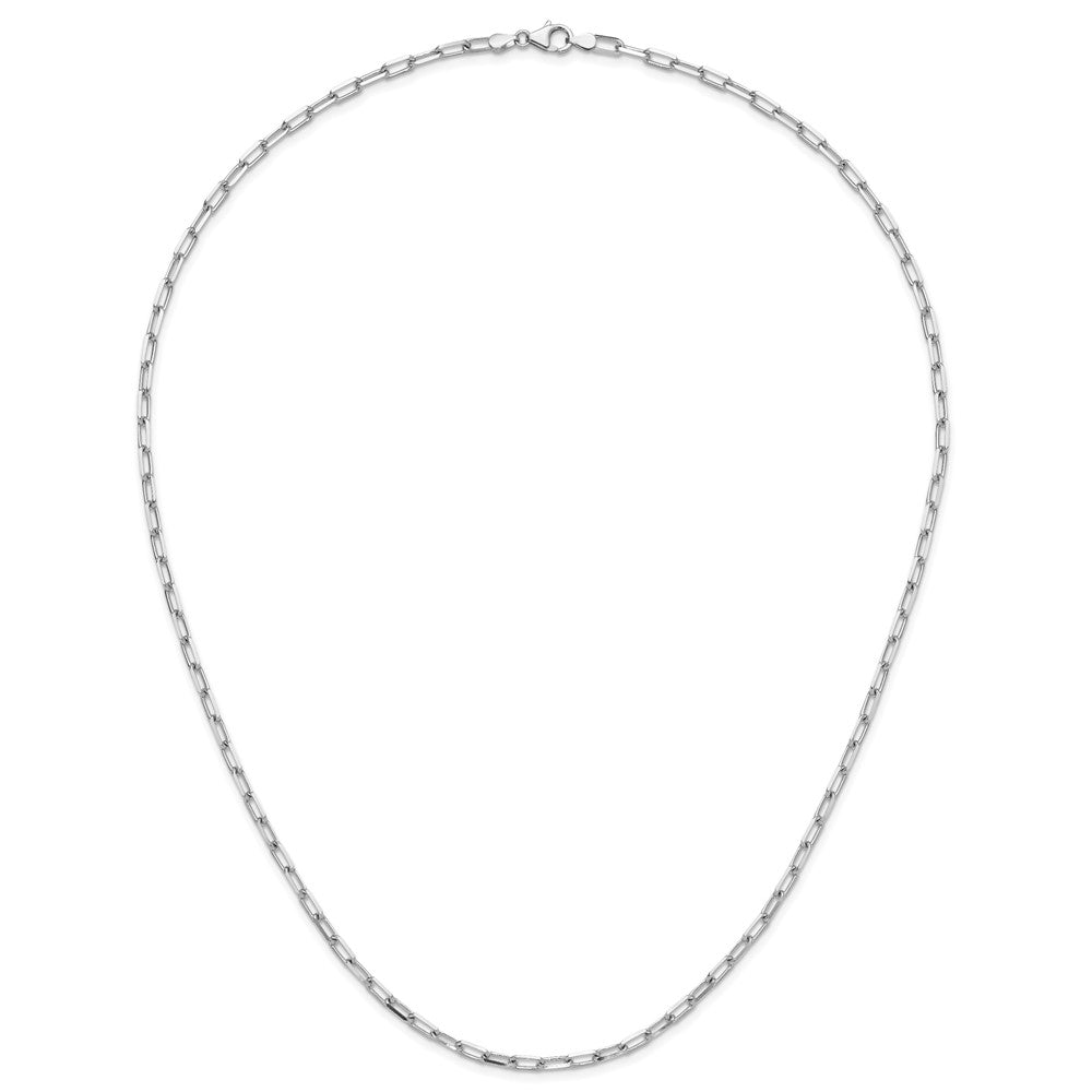 24 Inch 14K White Gold Wg 3.5mm Solid Beveled D/C Paperclip Chain Necklace