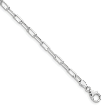 7 Inch 14K White Gold Wg 3.5mm Solid Beveled D/C Paperclip Chain Bracelet