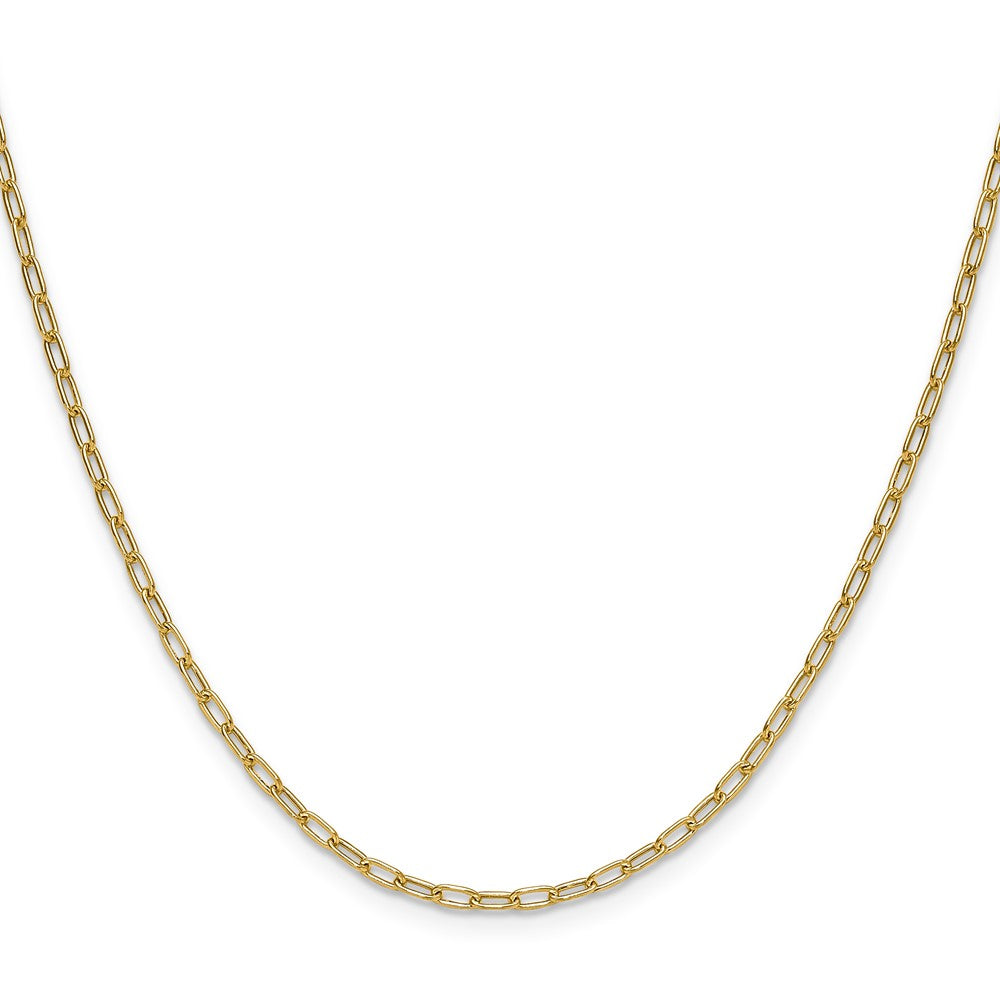 18 Inch 14K Yellow Gold 2.2mm Semi Solid Paperclip Chain Necklace